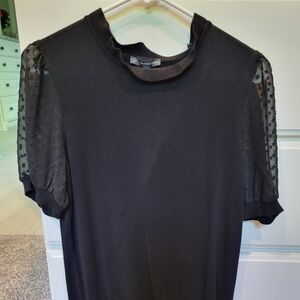 Sheer sleeve polka dot top